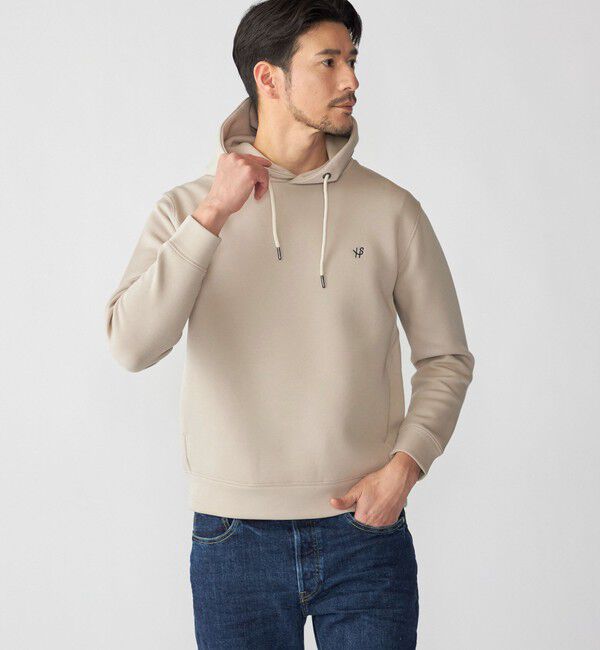 SHIPS「【WEB限定】SHIPS: コットン ポリ ダブル ニット フーディー パーカ (セットアップ対応)」|パーカー|ベージュ
