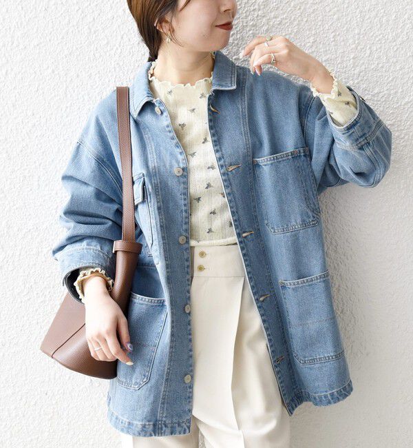 SHIPS any「SHIPS any:〈洗濯機可能〉ルーズ デニム カバーオール ジャケット［SHIPS any DENIM］」|デニムジャケット|ライトブルー