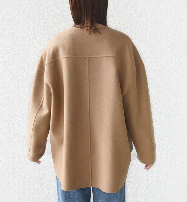 SHIPS for women「セミ 梳毛 配色 リバー ノーカラー コート」|ノーカラーコート|