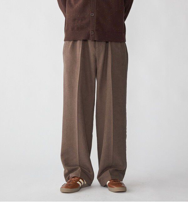 SHIPS「City Ambient Products: ドレープ 2タック ワイド スラックス」|スラックス|ブラウン