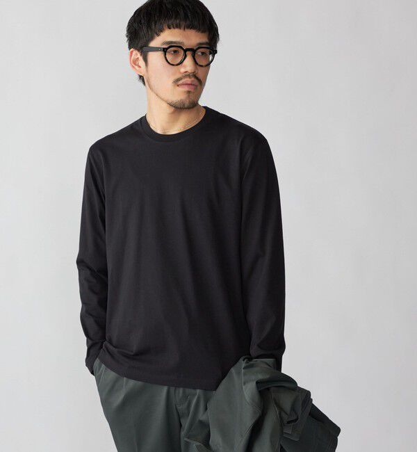 SHIPS「【WEB限定】SHIPS:〈手洗い可能/抗菌/防臭〉シルケット ビズ クルーネック ロングスリーブ」|Tシャツ・カットソー|ブラック