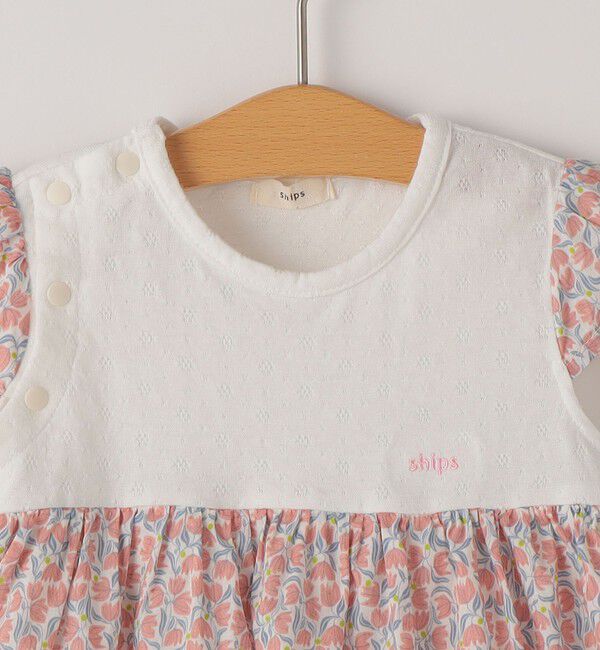 SHIPS KIDS「SHIPS KIDS:70～80cm / フラワー スカート ロンパース」|ロンパース|