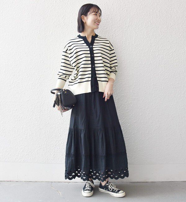 SHIPS any「《追加予約》SHIPS any:〈手洗い可能〉バイカラー スキッパー ニット カーディガン」|カーディガン|