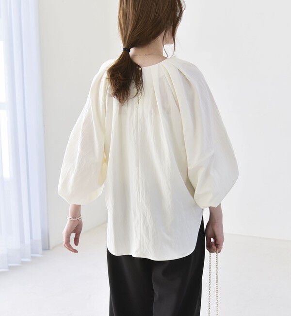 quaranciel「quaranciel:〈洗濯機可能〉ツイル スキッパー ボリューム ブラウス」|シャツ・ブラウス|