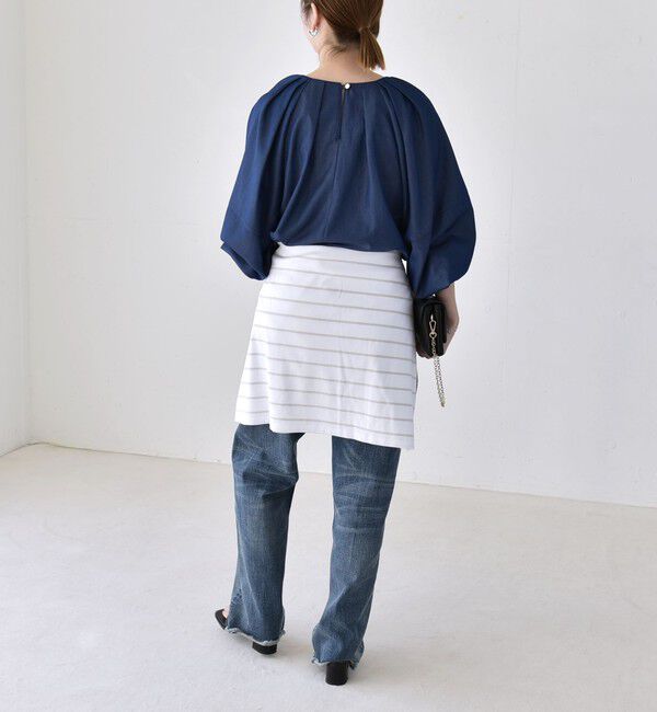 quaranciel「quaranciel:〈洗濯機可能〉ツイル スキッパー ボリューム ブラウス」|シャツ・ブラウス|