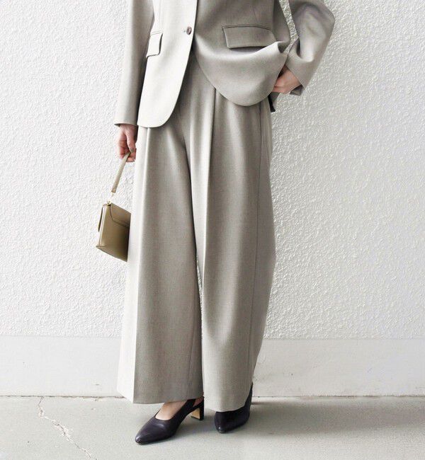 SHIPS any「SHIPS any:〈洗濯機可能〉シャーク タック ワイド パンツ」|その他|ベージュ