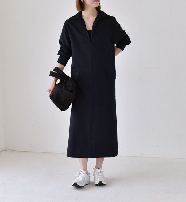 quaranciel「quaranciel:〈洗濯機可能〉Vネック スキッパー ロング シャツ ワンピース」|ワンピース|