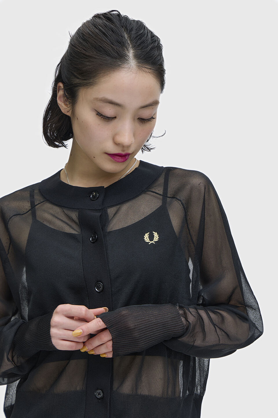 FRED PERRY 「Sheer Cardigan」|カーディガン|BLACK