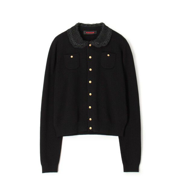 CABaN「コットンカシミヤ レースコンビポケットカーディガン」|カーディガン|19 ブラック