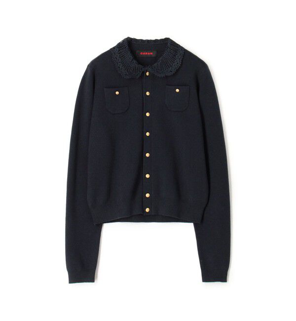 CABaN「コットンカシミヤ レースコンビポケットカーディガン」|カーディガン|69 ネイビー