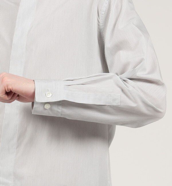 CABaN「CABaN コットンブロード ピンストライプバンドカラーシャツ」|シャツ・ブラウス|