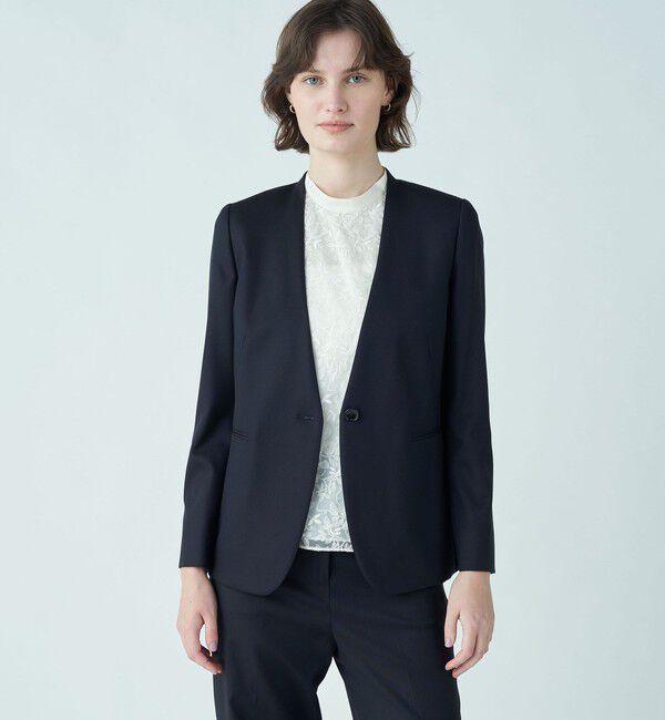 TOMORROWLAND collection「シャイニーピンヘッド Vカラージャケット」|テーラードジャケット|