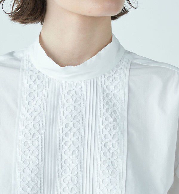 TOMORROWLAND collection「ホワイトコンビネーション スタンドネックブラウス」|シャツ・ブラウス|