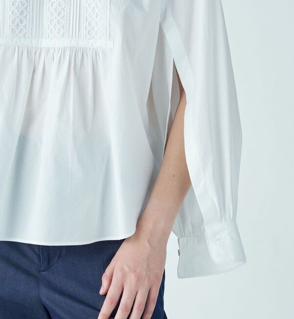 TOMORROWLAND collection「ホワイトコンビネーション スタンドネックブラウス」|シャツ・ブラウス|