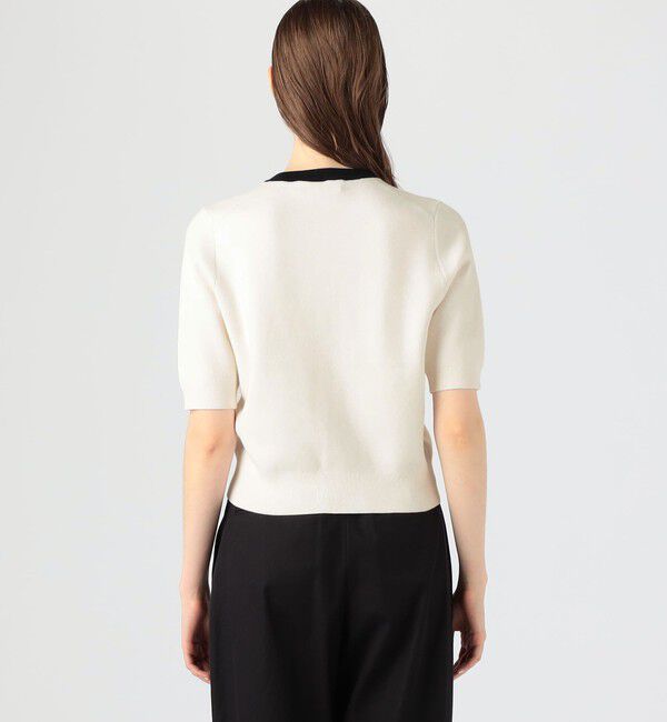 CABaN「コットンカシミヤ バイカラーハーフスリーブカーディガン」|カーディガン|