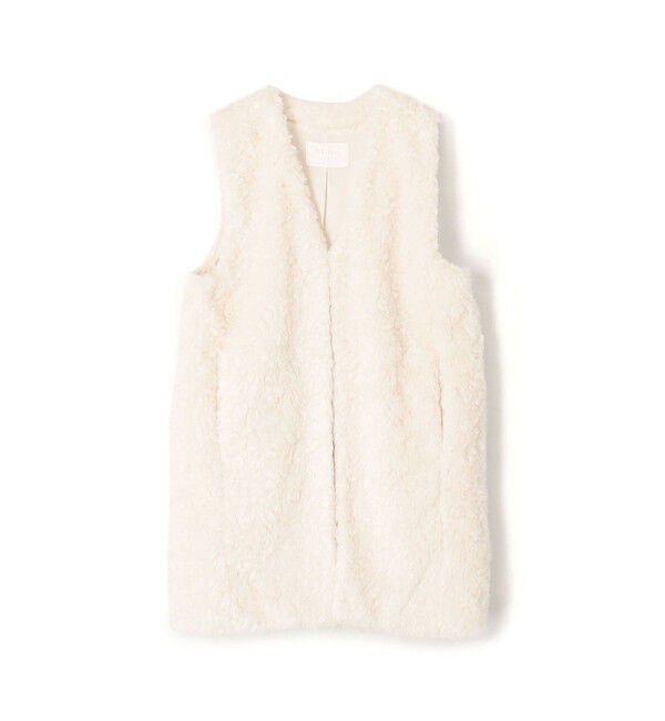 Ballsey「ランダムファー Vネックロングジレ」|ベスト・ジレ|11 ホワイト