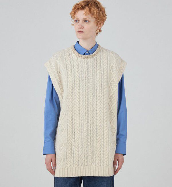 MACPHEE「ルレックスケーブル クルーネックベスト」|ベスト・ジレ|