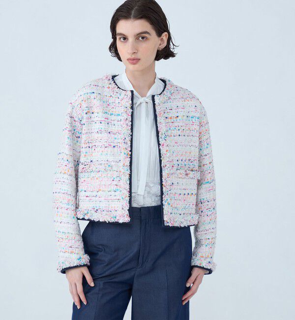 TOMORROWLAND collection「パステルファンシー デニムコンビジャケット」|ノーカラージャケット|