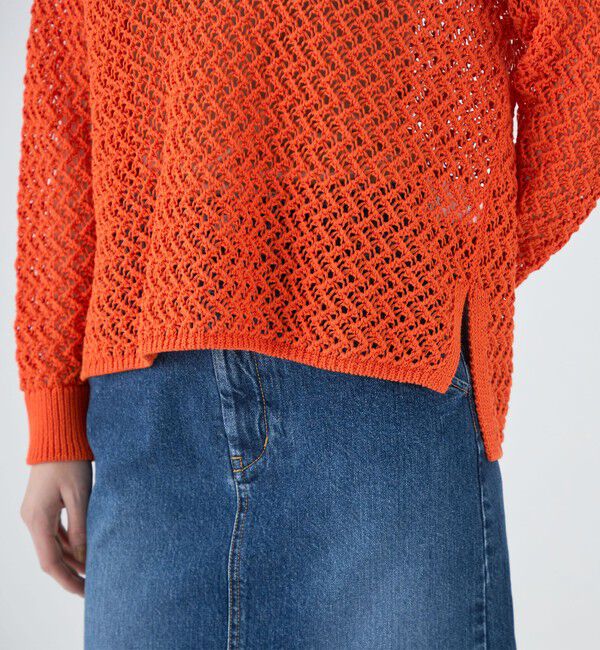 MACPHEE「メッシュコットン スキッパープルオーバー」|ニット・セーター|