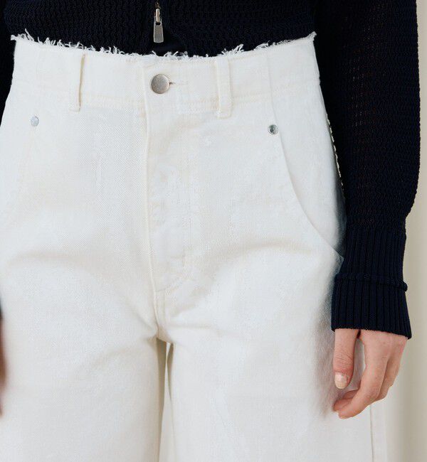 DES PRES「ペインティングホワイトデニム ラウンドパンツ」|デニム|
