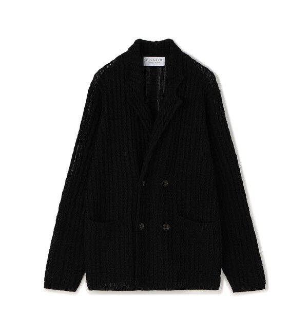 TOMORROWLAND MENS「プレミアムリネン ケーブルニットジャケット」|ニット・セーター|19 ブラック