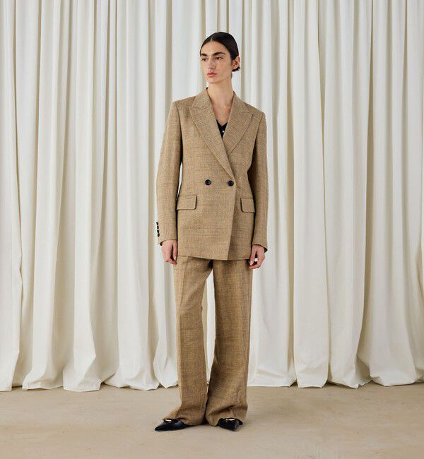 DES PRES「リネンシルクコットンヘリンボーン ワイドシルエットパンツ」|チノ|