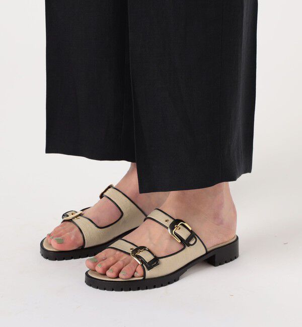 MACPHEE「リネンレーヨンツイル タックワイドパンツ」|スラックス|