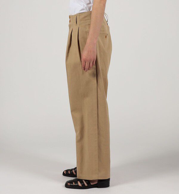 TOMORROWLAND MENS「リネンコットン 2プリーツ ワイドパンツ」|チノ|