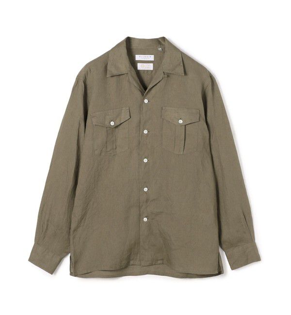 TOMORROWLAND MENS「アイリッシュリネン ダブルポケット ロングスリーブシャツ」|シャツ・ブラウス|55 カーキ