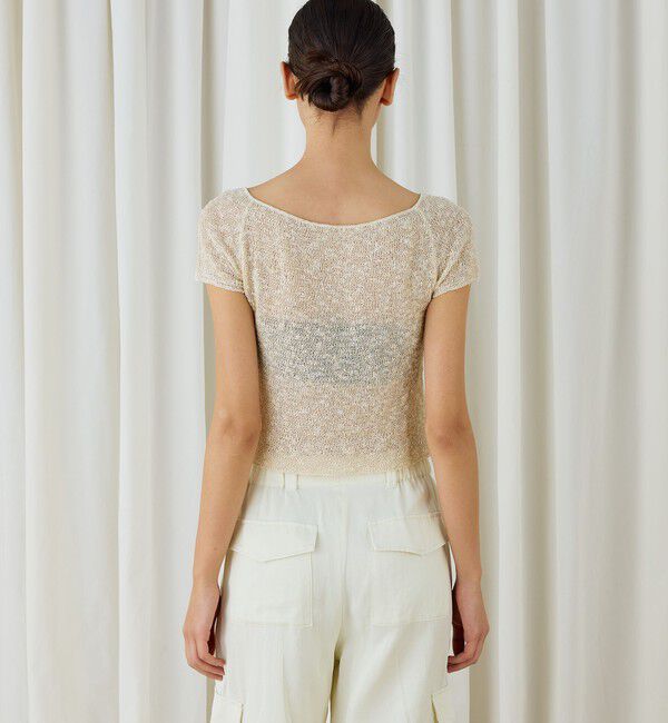 DES PRES「グリッターコットン ショートスリーブプルオーバー」|ニット・セーター|