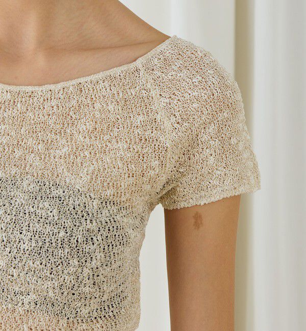 DES PRES「グリッターコットン ショートスリーブプルオーバー」|ニット・セーター|