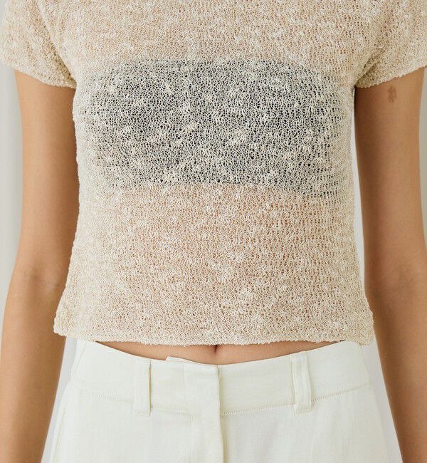 DES PRES「グリッターコットン ショートスリーブプルオーバー」|ニット・セーター|