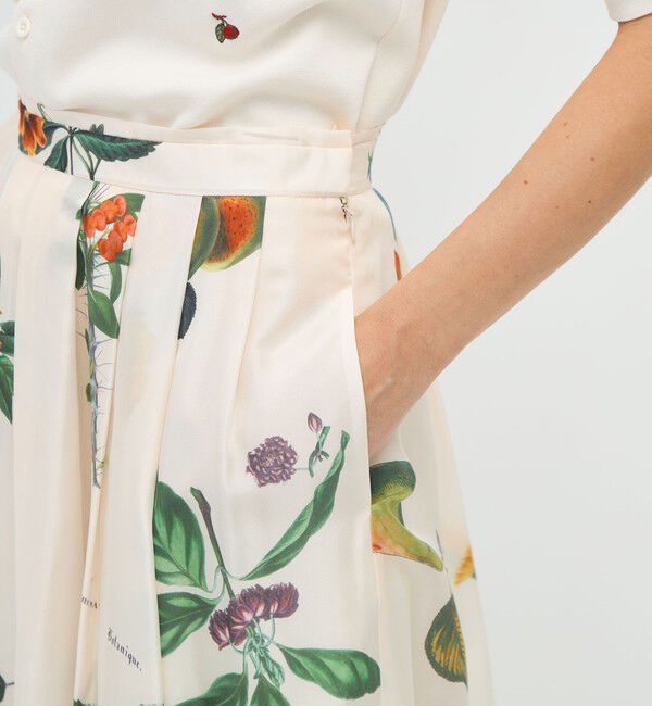 CABaN「シルク Green Showerプリント フレアスカート」|スカート|