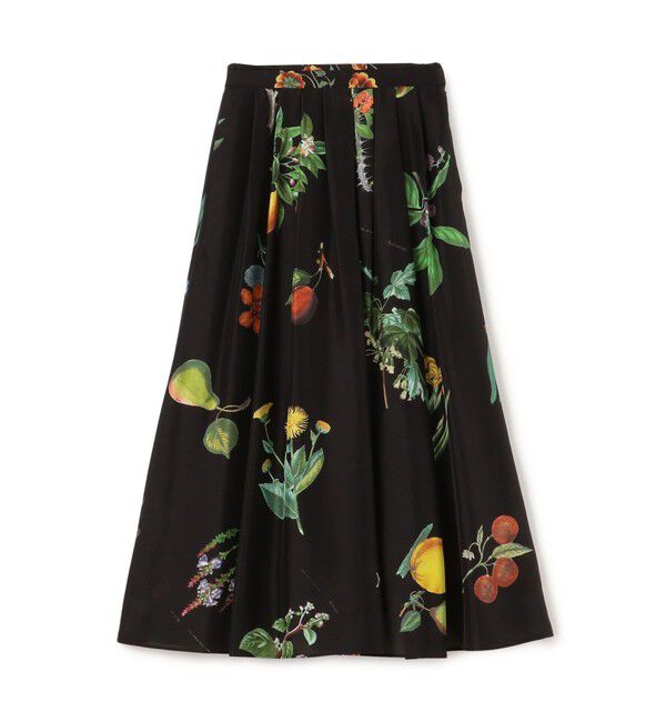 CABaN「シルク Green Showerプリント フレアスカート」|スカート|18 ブラック系