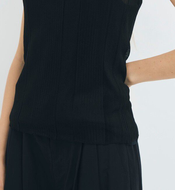 CABaN「シアーナイロン ランダムリブノースリーブプルオーバー」|ニット・セーター|