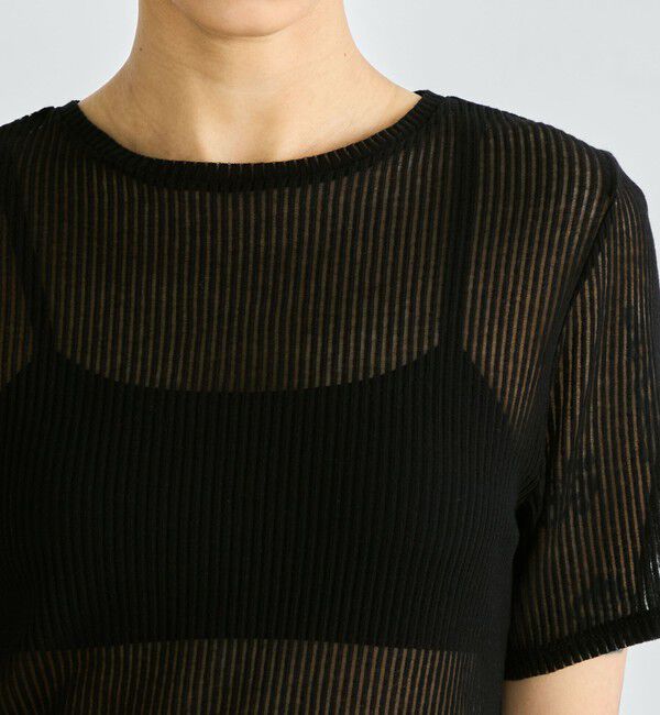 Edition「シアーストライプ ハーフスリーブトップス」|Tシャツ・カットソー|