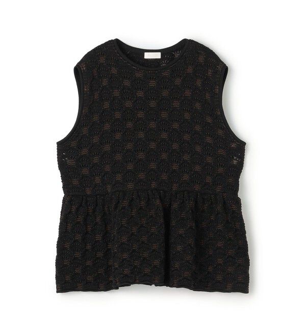 Ballsey「バンピーポリエステル ノースリーブブラウス」|ニット・セーター|18 ブラック系