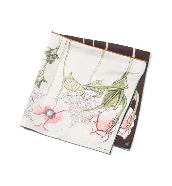 TOMORROWLAND GOODS「Atelier TOMORROWLAND DOUBLE FLOWER シルクスカーフ」|バンダナ・スカーフ|32 ライトピンク系