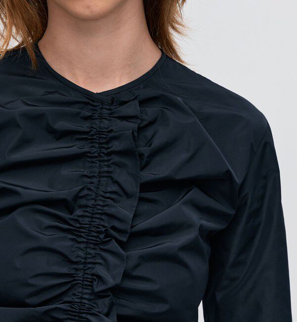 BACCA「ポリエステルタフタ ギャザードブラウス」|シャツ・ブラウス|