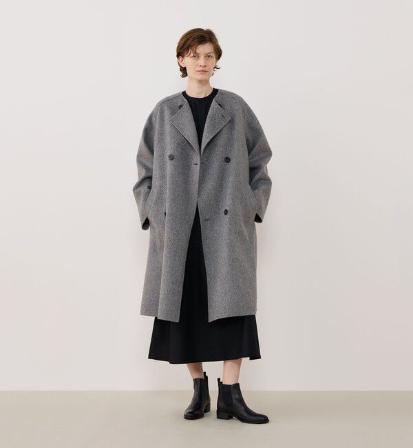 GALERIE VIE「ダブルフェイス カラーレストレンチコート」|ノーカラーコート|