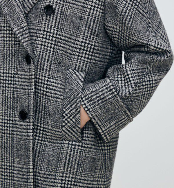 TOMORROWLAND collection「ウールカシミヤグレンチェック ダブルブレストコート」|ピーコート|