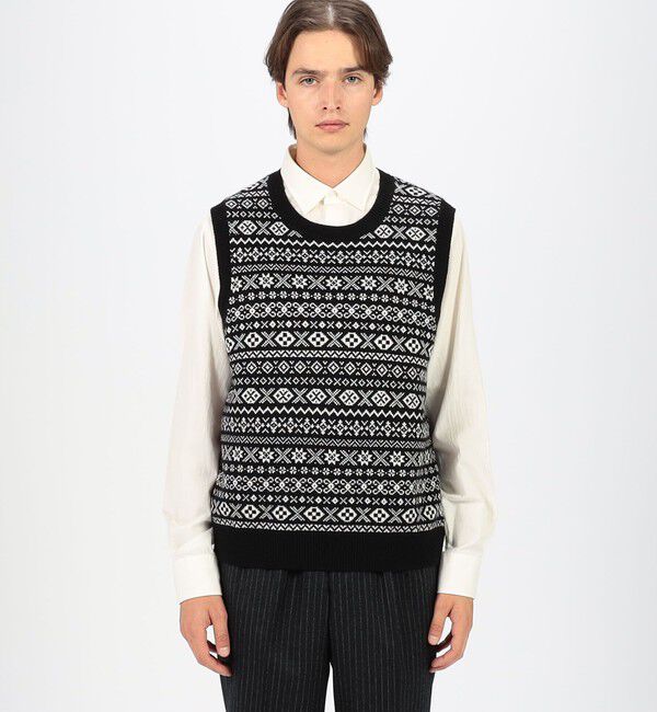 TOMORROWLAND MENS「ウールカシミヤ フェアアイル クルーネックプルオーバー ニットベスト」|ニット・セーター|
