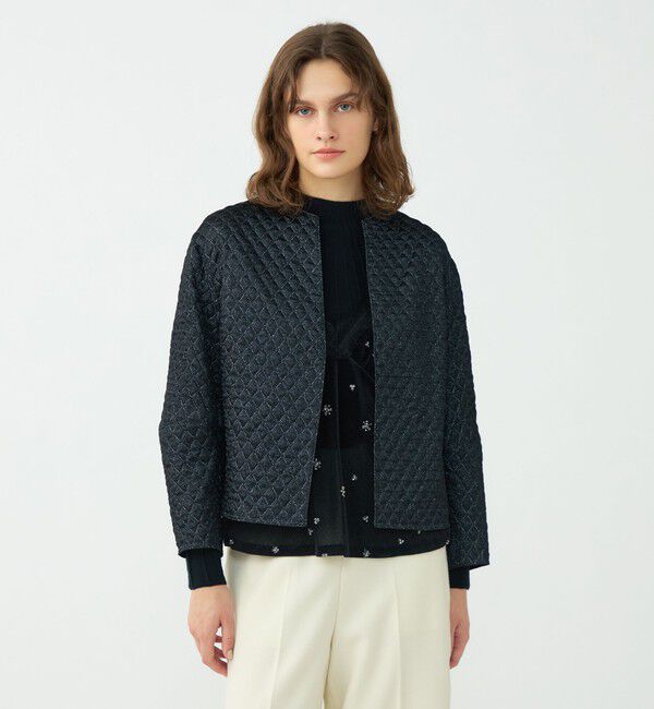 Ballsey「ラメマトラッセ バックペプラムジャケット」|ノーカラージャケット|