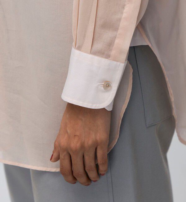 BACCA「コットンオーガンジー バンドカラーコンビシャツ」|シャツ・ブラウス|