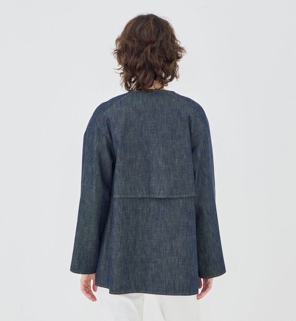 GALERIE VIE「ステイブルーデニム カラーレストレンチコート」|ノーカラーコート|