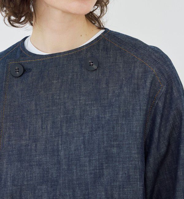 GALERIE VIE「ステイブルーデニム カラーレストレンチコート」|ノーカラーコート|