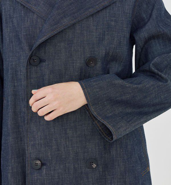 GALERIE VIE「ステイブルーデニム カラーレストレンチコート」|ノーカラーコート|