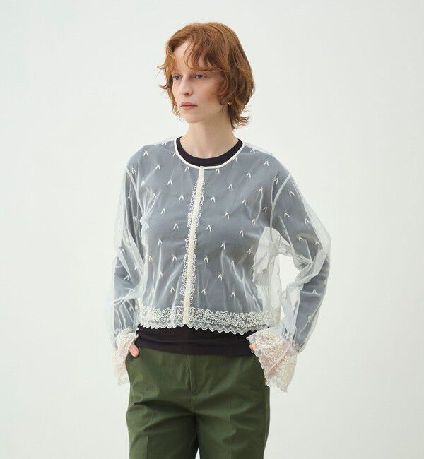MACPHEE「【WEB先行予約】ビンテージレース キャンディースリーブブラウス」|シャツ・ブラウス|