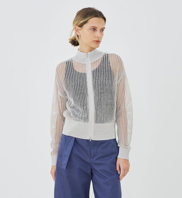 GALERIE VIE「パイエットオープンワーク ジップアップカーディガン」|カーディガン|