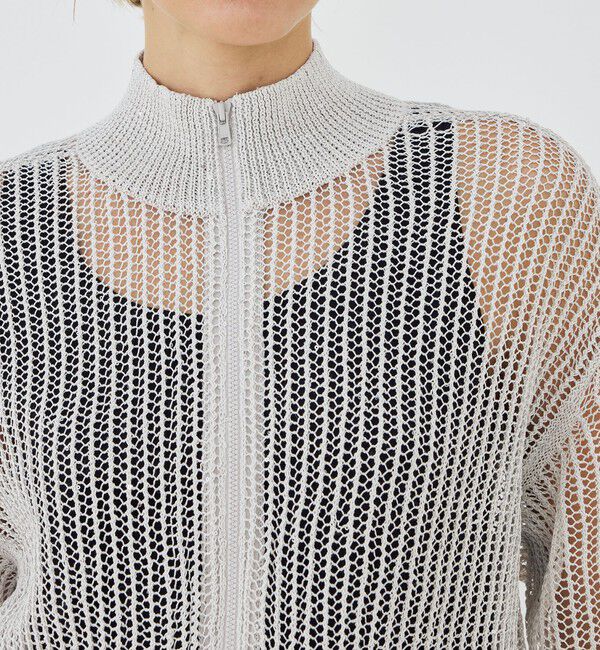 GALERIE VIE「パイエットオープンワーク ジップアップカーディガン」|カーディガン|